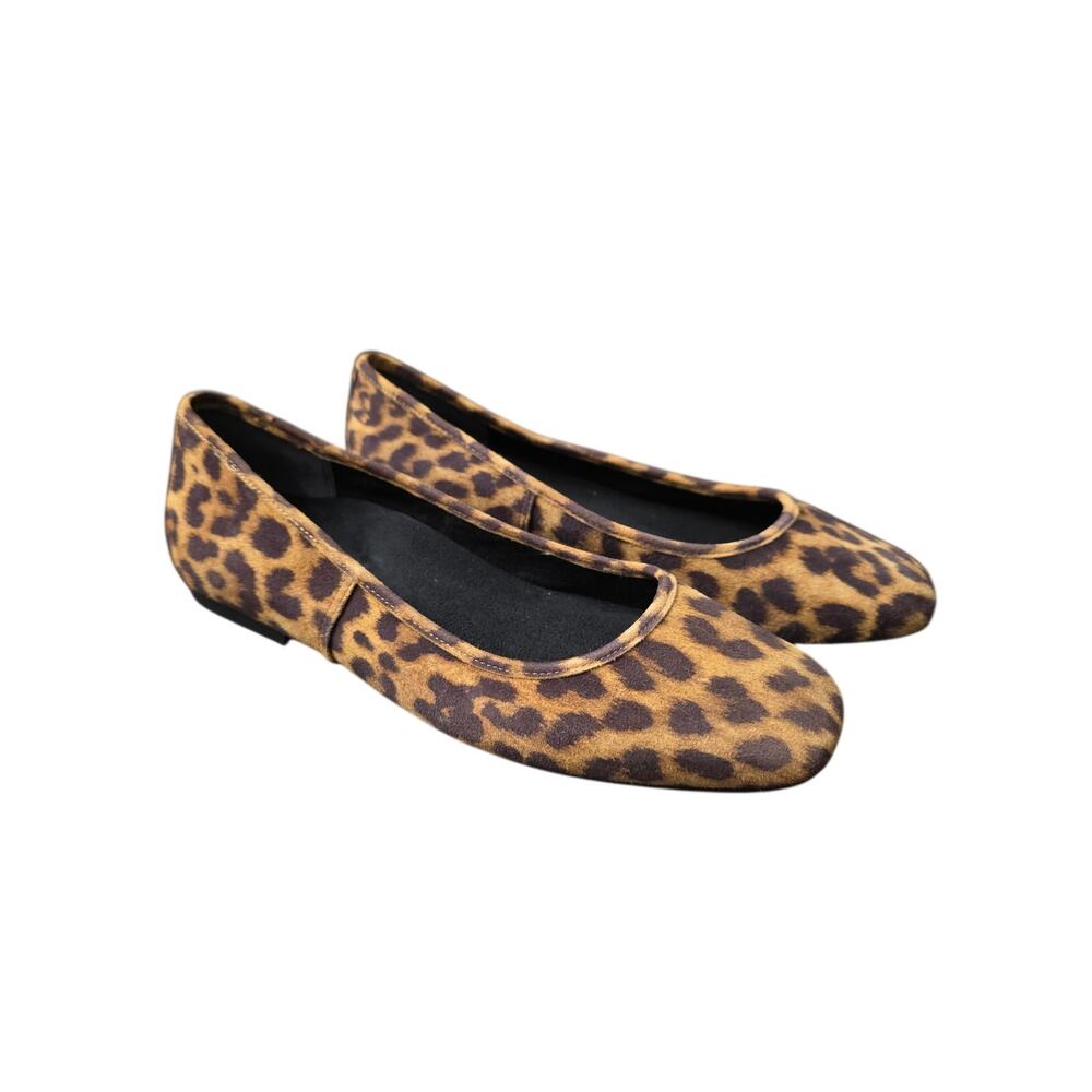 Vionic Orinda Square Toe Flat Leopard Leather Size 9.5